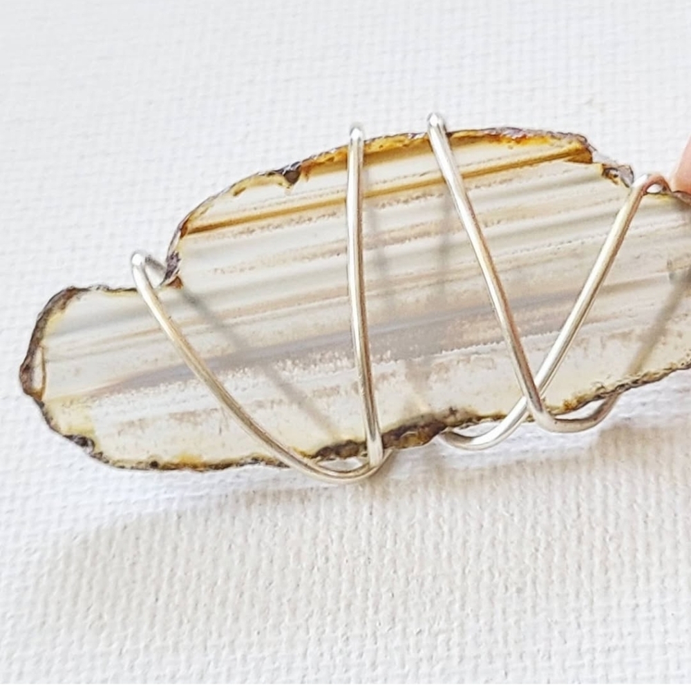 Silver Wire Wrapped Agate Pendant